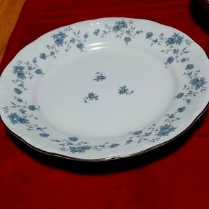 Johann Haviland Blue Garland Bavaria Dinner Plate Floral Vintage Silver Trim 10”